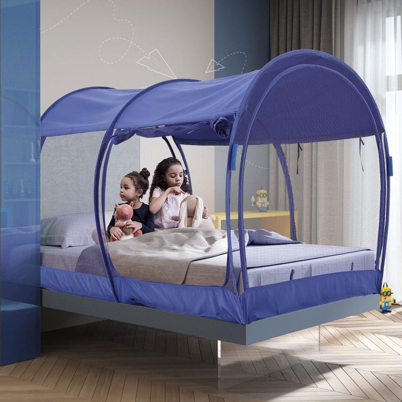 AlvantorÂ® Mosquito Net Bed Canopy Tents Dream Privacy Space Twin Size Sleeping Tents Indoor Pop Up Portable Frame Breathable Cottage Blue (Mattress Not Included) - Image 3